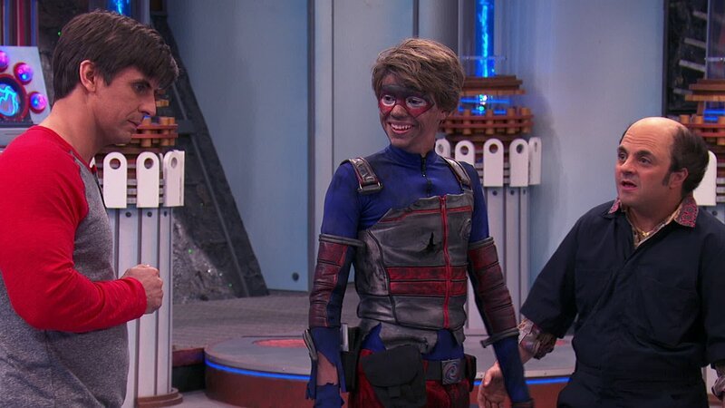 Captain Man, Ray Manchester (Cooper Barnes, l.), Henry Hart, Kid Danger (Jace Norman, m.) und Schwoz (Michael D. Cohen, r.) – Bild: Viacom International Inc.