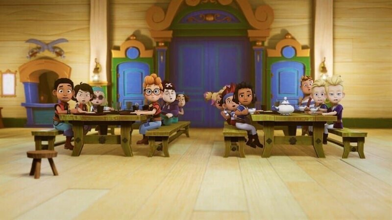 Die Piratenschüler der Pirate Academy erfahren, dass sie heute für das alljährliche Jahrgangsportrait Modell stehen sollen. – Bild: ZDF/​2024 – Method Animation – Mediawan kids & family