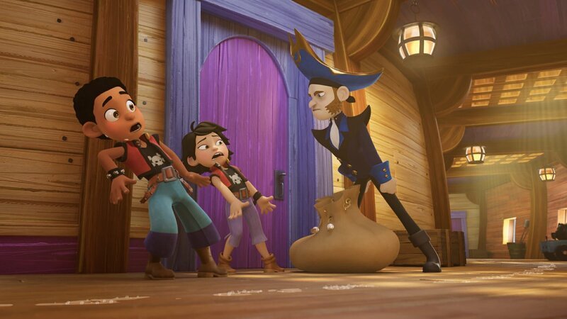 Ist am Ende Käpt’n Flint der Anführer der Purpurbärte? – Bild: ZDF/​Method Animation/​Mediawa … /​ KiKA