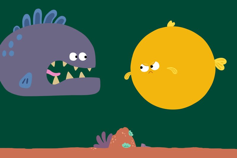 Animanimals - De Chugelfisch, Staffel 2, Folge 21, Der kleine Kugelfisch weiss, wie er sich gegen böse Fische wehren kann. – Bild: SRF/Meta Media Entertainment Animanimals - De Chugelfisch, Staffel 2, Folge 21, Der kleine Kugelfisch weiss, wie er sich gegen böse Fische wehren kann. – Bild: SRF/Meta Media Entertainment