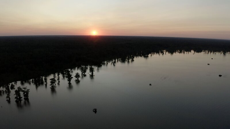 Zwei Quadratkilometer des Lake Martin Sees besteht aus offener Wasserfläche. – Bild: Oliver Richardt /​ ZDF und Oliver Richardt /​ zdf /​ ZDF und Oliver Richardt /​ The History Channel