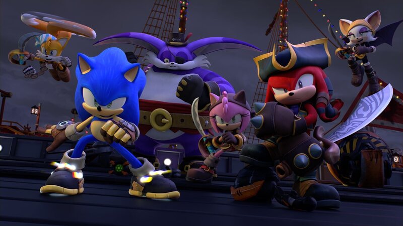 v.li.: Sails Tails, Sonic the Hedgehog, Catfish, Black Rose, Knuckles the Dread, Batten Rouge – Bild: Paramount