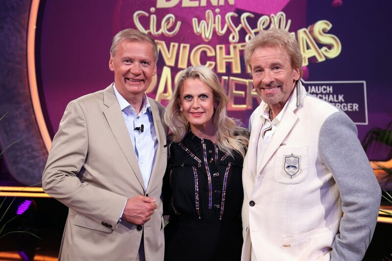 Günther Jauch (l.), Barbara Schöneberger und Thomas Gottschalk. – Bild: RTL /​ Frank W. Hempel