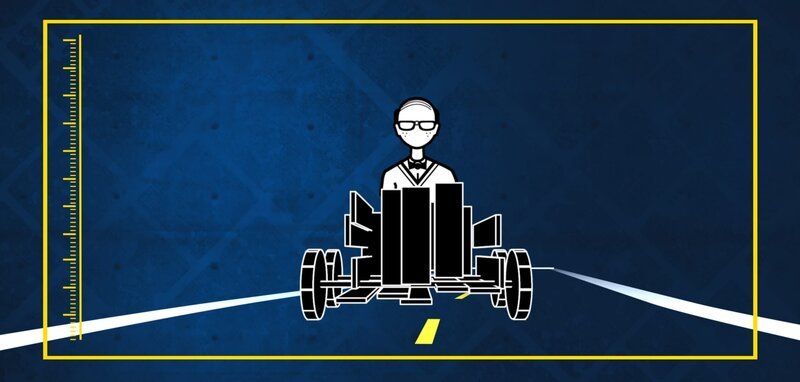 A science character rides a soap box car which has fallen apart due to poor build strength. – Bild: The National Geographic Channel