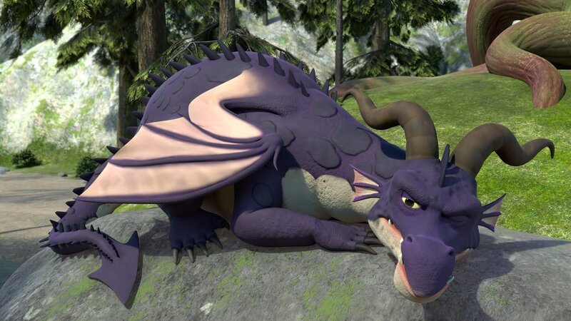 Das Feuer von Drache Brandarium soll Klincus dabei helfen, Metall zum Schmelzen zu bringen. – Bild: SHOWLAB – FABRIQUE D’IMAGES – TELEGAEL