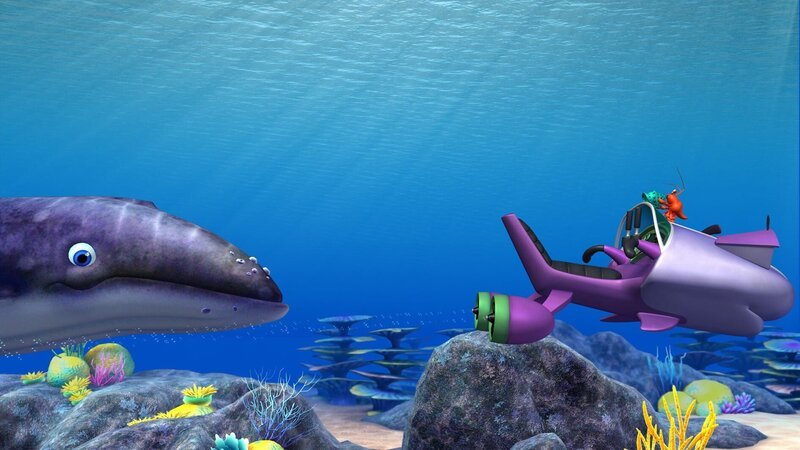 Skid findet die Wal-Herde und lockt sie mit dem Gesang von Käpt’n Brandt in Richtung Küste. – Bild: KI.KA/​Mike Young Productions