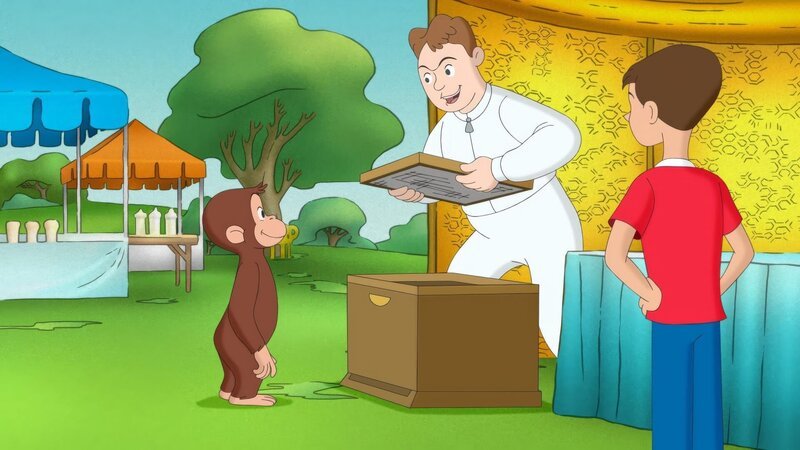 Benni Bienenkopf (M.) zeigt Coco (l.) und Steve (r.), wie ein Bienenstock funktioniert. – Bild: ORF/​Universal