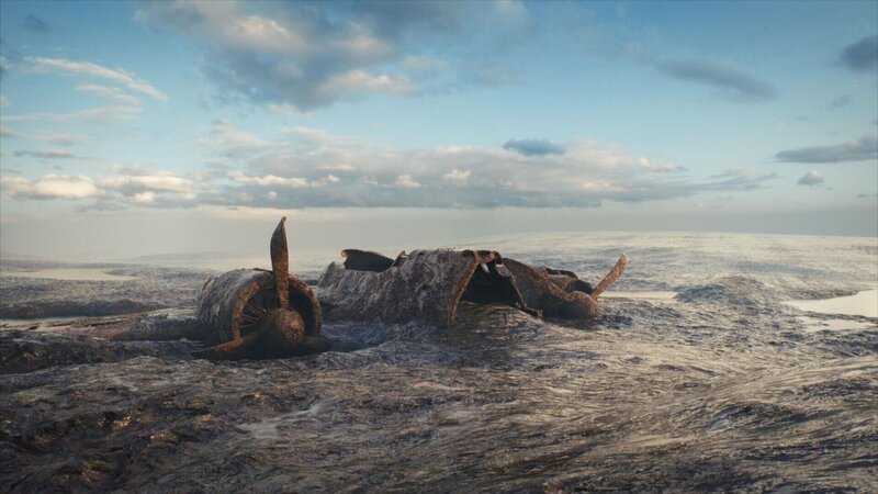 Das Wrack der Dornier in den Goodwin Sands ist leergepumpt. (National Geographic) – Bild: 2020 NGC Network US, LLC. All rights reserved. Lizenzbild frei