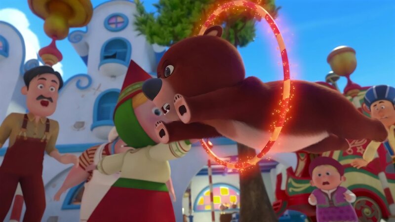 Bär Bibou überrascht die Dorfbevölkerung mit seinen Kunststücken. – Bild: ZDF/​2021 Method Animation/​Palomar/​ZDF Enterprises All rights reserved