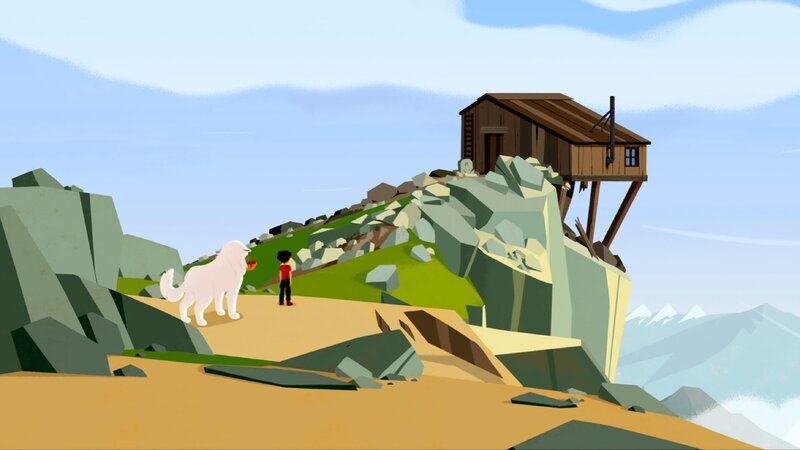 Sebastian steht vor der baufälligen Hütte, in der er geboren wurde. – Bild: ZDF/​Gaumont Animation/​PP Animation III Inc.