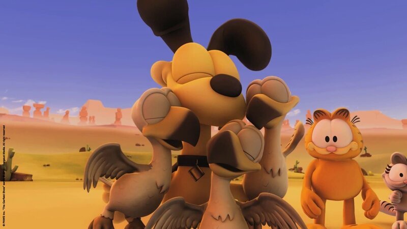 Odie wird von den Adlerbabies sehr gemocht. – Bild: HR/​Dargaud Media/​MediaToon/​Paws Inc./​France 3