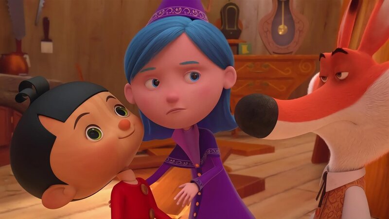 Betulla (M.) überlegt wie sie ihre verzauberten Freunde Pinocchio (l.) und Volpek (r.) wieder vom Fluch ihrer Albträume befreien kann. – Bild: ZDF/​Method Animation/​Palomar/​ZDF Enterprises