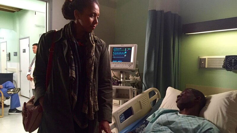 Eliette (Leilani Smith) und Jean Claude (Antonio Aaron) im Krankenhaus, nachdem Jean Claude von einem Auto angefahren wurde. – Bild: investigation Discovery/​Ashley C /​ Photobank 35108_ep107_006.jpg /​ Discovery Communications