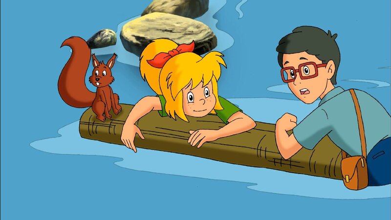 Im Naturschutzgebiet trifft Bibi überraschend auf Florian, der einen Artikel über die Gegend schreiben möchte. – Bild: ZDF und Kiddinx