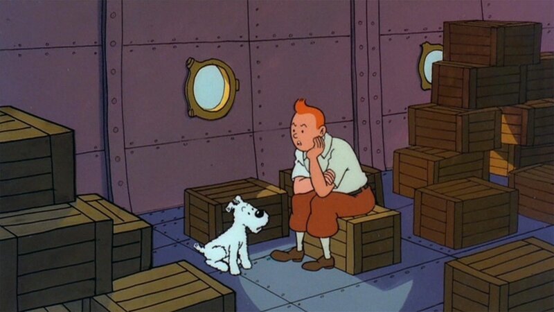 Tim wird plötzlich auf dem Schiff des Opiumschmuggels beschuldigt und von den Detektiven Schulz und Schultze festgenommen. – Bild: ZDF und Ellipsanime/​France 3/​M6/​Nelvana