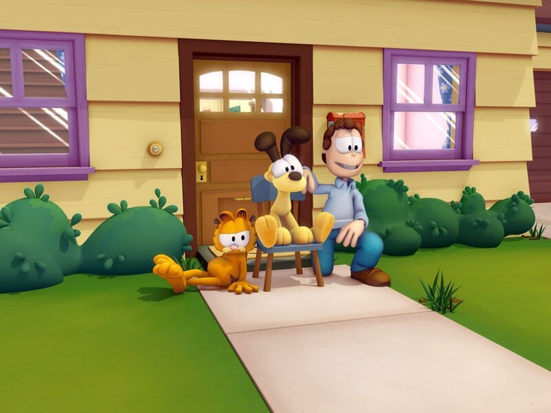 Garfield ist wieder da! Der gefräßige, faule Kater, der am liebsten gelangweilt vor dem Fernseher sitzt oder sich eine Extraportion Lasagne einverleibt, lebt noch immer im Hause von Jon Arbuckle mit seinem Hundefreund Odie. – Bild: ORF/​OD Media