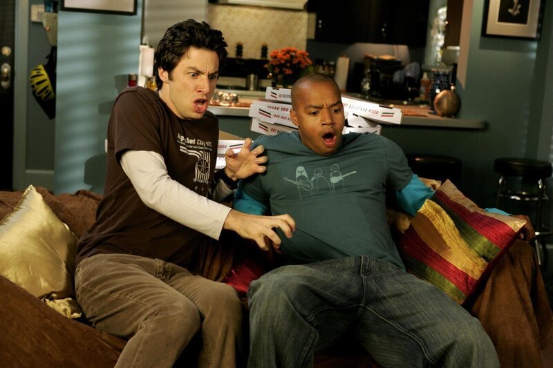 J.D. (Zach Braff, l.) und Turk (Donald Faison, r.) bekommen es mit der Angst zu tun … – Bild: Touchstone Television