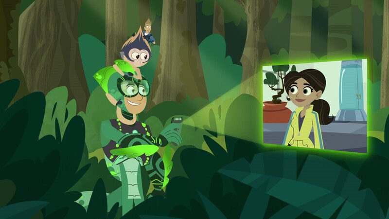 Ein kleiner Klammeraffe kommt zu Martin und der wird den tierischen Freund nicht mehr los. Gemeinsam fragen Martin und Chris (klein) ihre Freundin Stella um Rat. – Bild: SUPER RTL