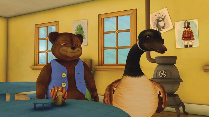 Bär, Gans und Schnecke versuchen Biber auch ohne Worte zu verstehen. – Bild: KiKA/​Nelvana Limited/​Infinite Frameworks Pte Ltd.