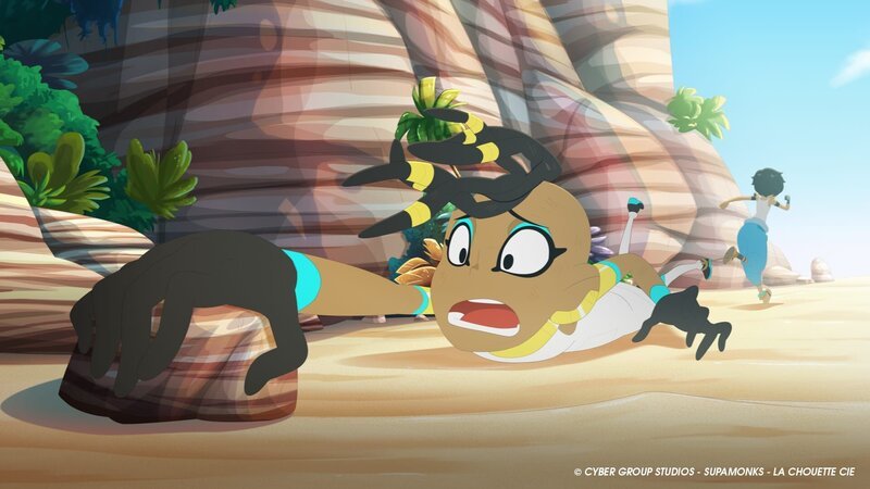 Hanna von Team Mirages und Corto von den Tikis im Hintergrund – Bild: WDR/​2021 Cyber Group Studios