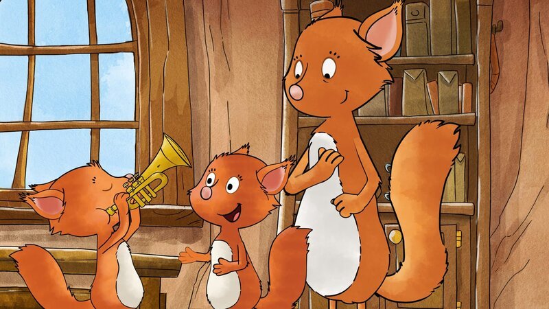 Billy und Benny demonstrieren Mutter Edna ihre Trompetenkünste. – Bild: MDR/​WunderWerk