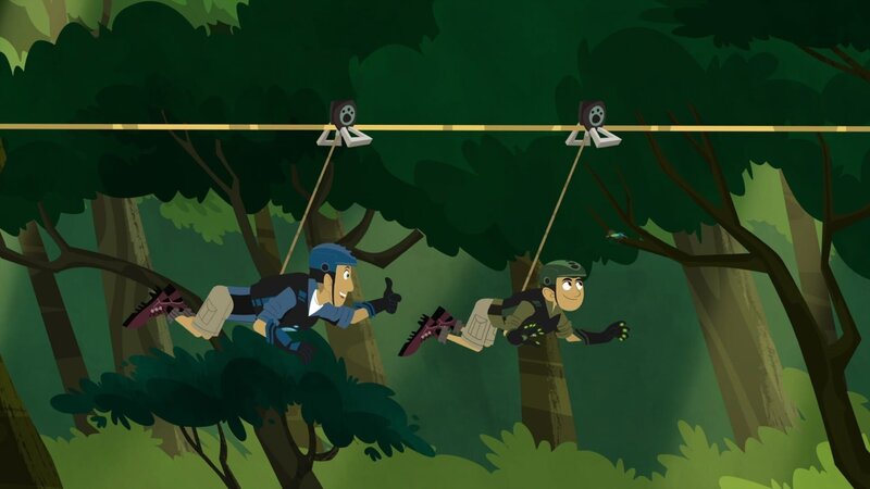 Chris (li.) und Martin werden von einem kleinen Kolibri in den Dschungel gelockt. Dort erwartet die Brüder ihr bislang größtes Abenteuer. – Bild: SUPER RTL