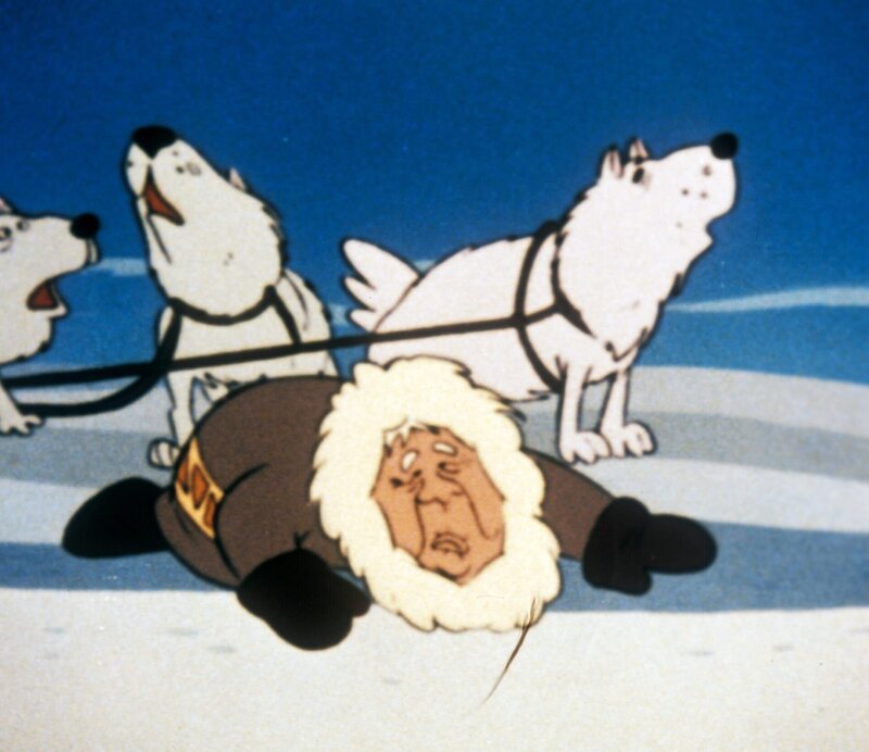 Die Eskimos begleiten die Wikinger zum Eispalast. Als das klaftertief aufreißt, ist es höchste Zeit, Deckung zu suchen. – Bild: ORF/​Apollo Filmverleih