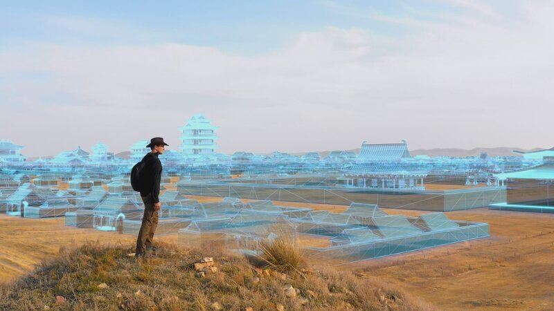 Allan Maca überblickt die in CGI nachgebaute Stadt Xanadu. – Bild: The National Geographic Channel