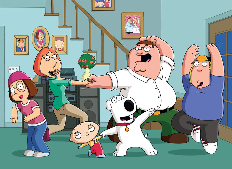 (18. Staffel) – (v.l.n.r.) Meg Griffin; Lois Griffin; Stewie Griffin; Brian Griffin; Peter Griffin; Chris Griffin – Bild: Fox and its related entities