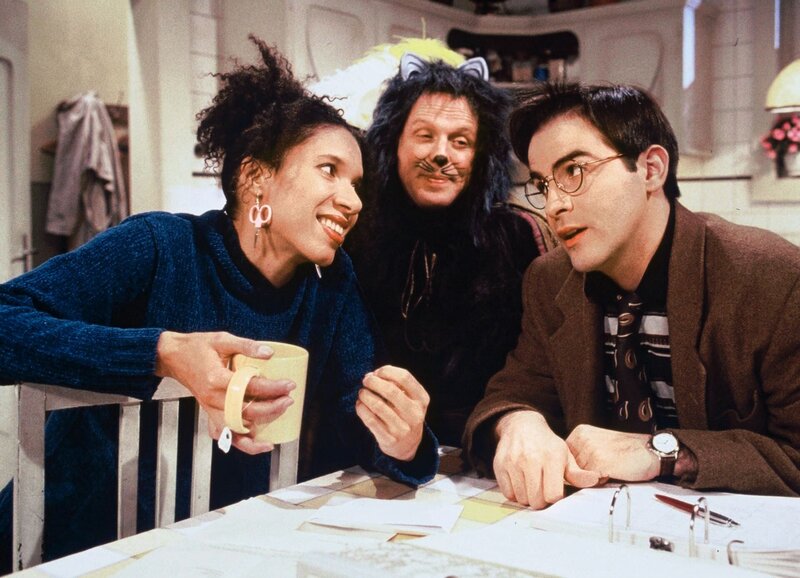 Cats in der Küche: Sandra Moser als Annekäthi, Walter Andreas Müller als Hans, Beat Marti als Bruno – Bild: SF