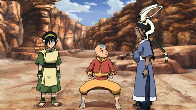 L-R: Toph Beifong, Aang, Katara, Momo – Bild: Viacom L-R: Toph Beifong, Aang, Katara, Momo – Bild: Viacom