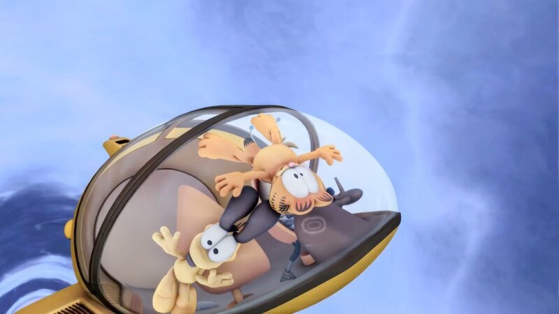 Garfield auf dem Weg zum Planeten Schprocket. – Bild: ORF/​Mediatoon/​Dargaud Media/​Paws Inc.
