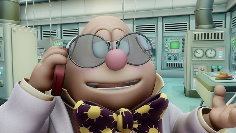 Odie und Garfield finden heraus, dass ein Wissenschaftler das Wetter kontrolliert. – Bild: HR/​DARGAUD MEDIA