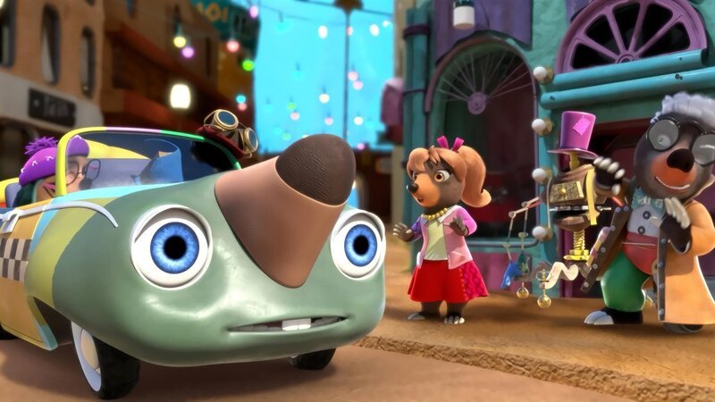 Wenn das magische Buch Mauli einen schlechten Tag hat, dann klappt es auch mit der Zauberei nicht gut. Darunter leidet sein Hüter Maulwurf Moley am allermeisten. – Bild: ZDF/​Two Daughters Entertainment Ltd 2022