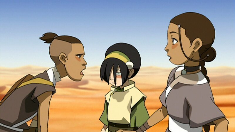L-R: Sokka, Toph Beifong, Katara – Bild: Nicktoons L-R: Sokka, Toph Beifong, Katara – Bild: Nicktoons