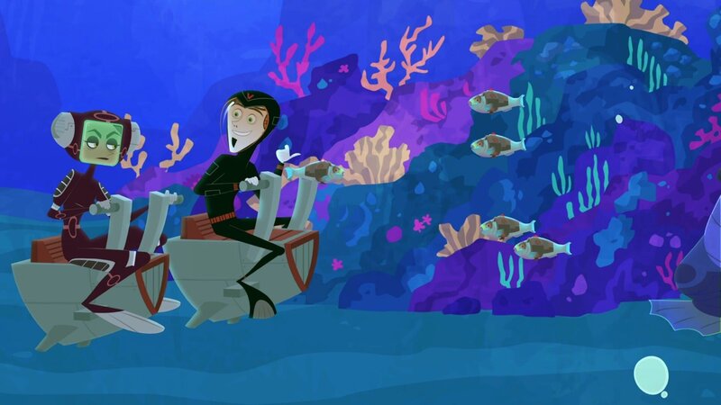 Der gewissenlose Erfinder Zach van Tech hat sich mit Donita Donata zusammengetan, um an ihrer Korallenschmuckkollektion mitzuverdienen. – Bild: SUPER RTL