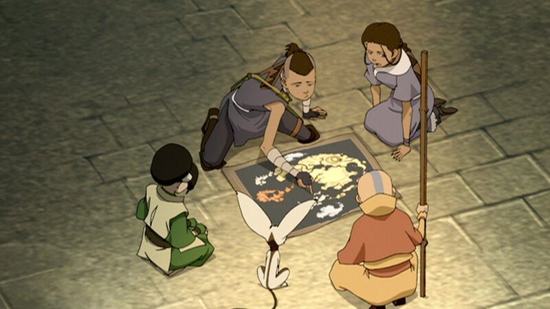 L-R: Toph Beifong, Momo, Sokka, Aang, Katara – Bild: Nicktoons UK