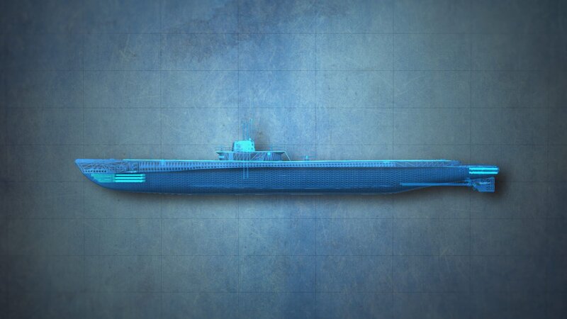 Schematische Darstellung der Torpedonachladung an Bord der USS Parche. (Pazifikflotte II Produktionen Productions Inc.) – Bild: Pacific Fleet II Productions Productions Inc. /​ Pacific Fleet II Productions Productions Inc.
