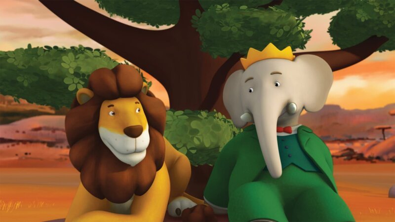 Andi und Babar in der Savanne. Sie wollen den Windgleiter ausprobieren. – Bild: KiKA/​Nelvana Limited/​TeamTO/​TF1