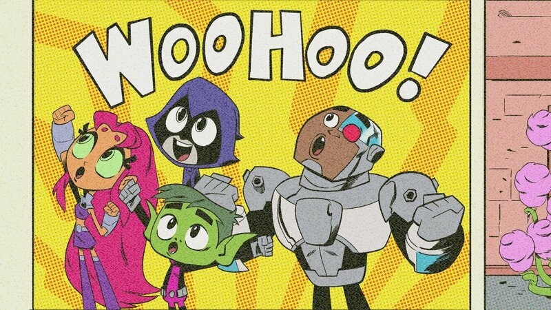 v.li.: Starfire, Beast Boy, Raven, Cyborg – Bild: Warner Bros. Entertainment Inc.