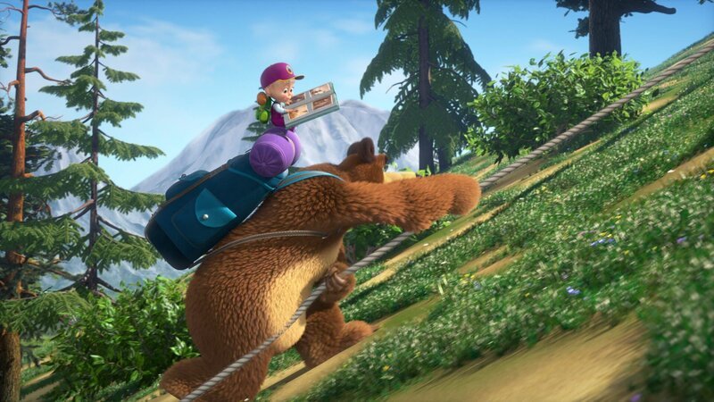 Mascha und der Bär wollen einen Berggipfel erreichen. – Bild: KiKA/​Animaccord Animation Studio