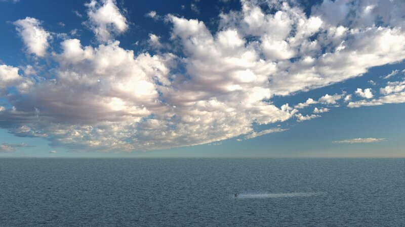 Eine japanische Zero entdeckt einen Teil des Kommandoturms der USS Growler, der aus dem Wasser ragt. (Pacific Fleet II Productions Inc.) – Bild: Pacific Fleet II Productions Inc. /​ Pacific Fleet II Productions Inc.