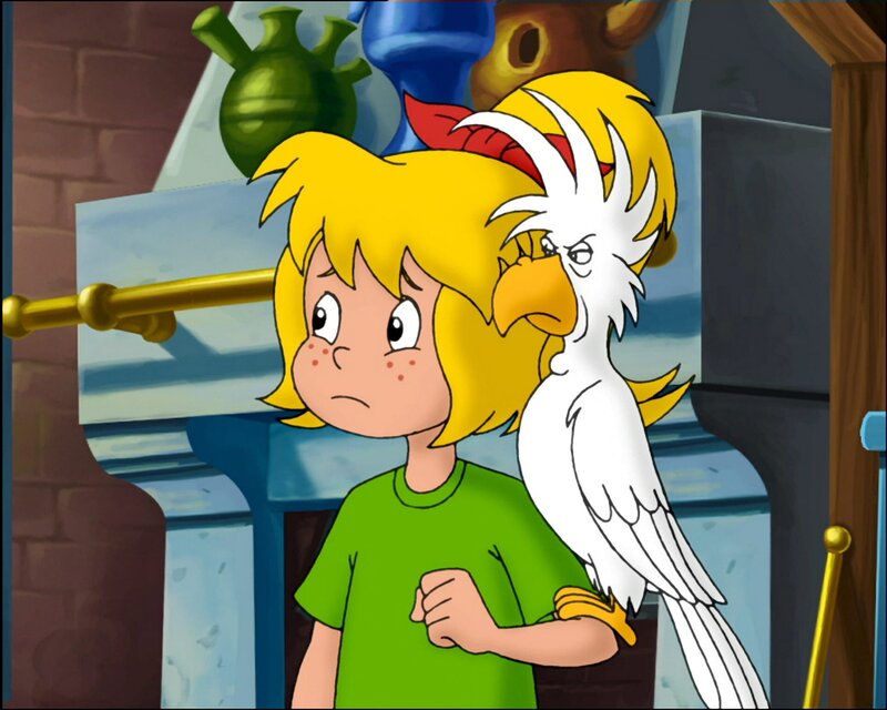 Ob die in einen Kakadu verhexte Mania Bibi einen Tipp geben kann, wie sie aus der Sache wieder herauskommt? – Bild: ZDF und A. Film A/​S und KIDDINX Studios GmbH.