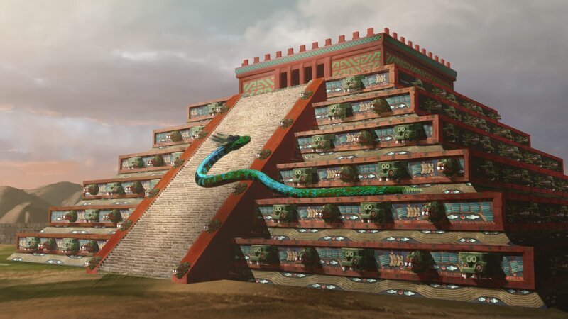 Die Tempel-Pyramide in Teotihuacán ist einer gefiederten Schlange geweiht, die hier als Gottheit Quetzalcoatl verehrt wird. – Bild: ZDF und Artifex