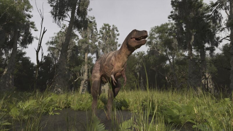 Ein computergeneriertes Bild aus der Episode „Secrets of the Deadly T-rex“ zeigt. – Bild: National Geographic /​ Disney