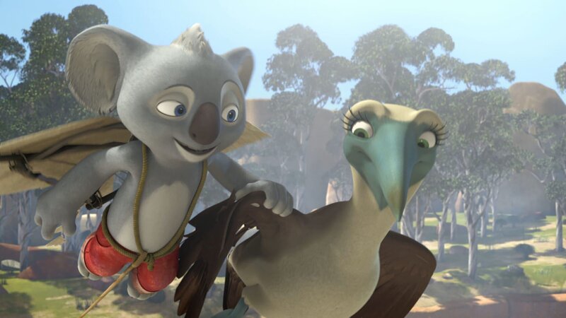 Mit Hilfe von Jackos Drachen, zeigt Blinky Abigail, dass sie fliegen kann. – Bild: KiKA/​Studio 100 Media/​Flying Bark