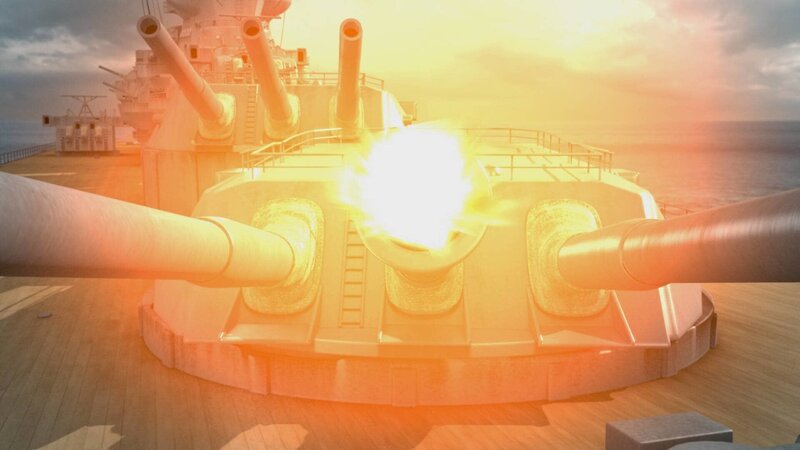Yamato’s 18 inch guns firing. (Photo credit: DSP) – Bild: National Geographic Channel