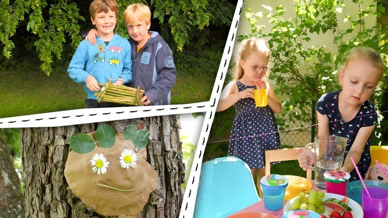 Wir spielen draußen - Gartenparty, Baumgesichter und Floßbau 1 – Bild: KiKA/Motion Works GmbH Wir spielen draußen - Gartenparty, Baumgesichter und Floßbau 1 – Bild: KiKA/Motion Works GmbH