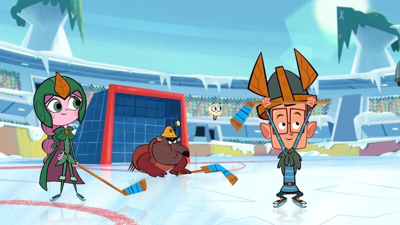 Ephi, Ratrick und Marcus (von links) machen sich bereit für das Eishockey-Spiel. – Bild: ZDF/​Mondo TV France
