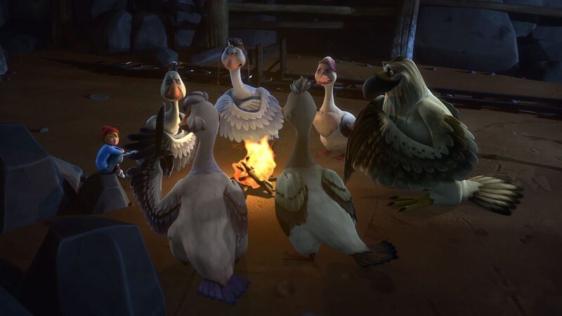 In der schützenden Höhle merken die Freunde, dass ihr Zusammenhalt viel mehr zählt als Erfolg in der Gänseprüfung. – Bild: BR/​Studio 100 Animation/​Studio 100 NV